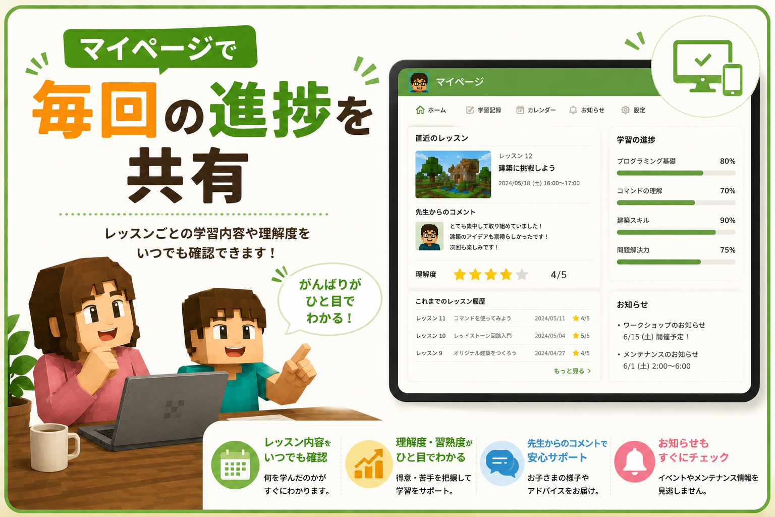 マイページで進捗共有